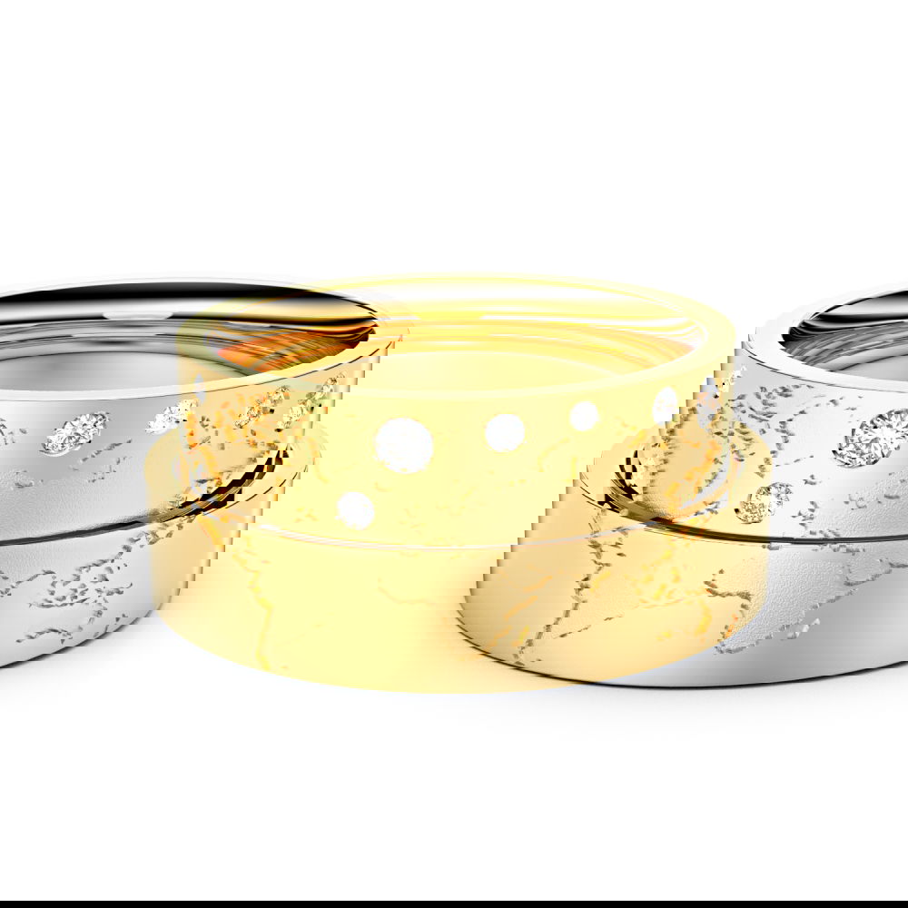 Trauringe Mit Weltkarte P4 750er Gelbgold - 0241