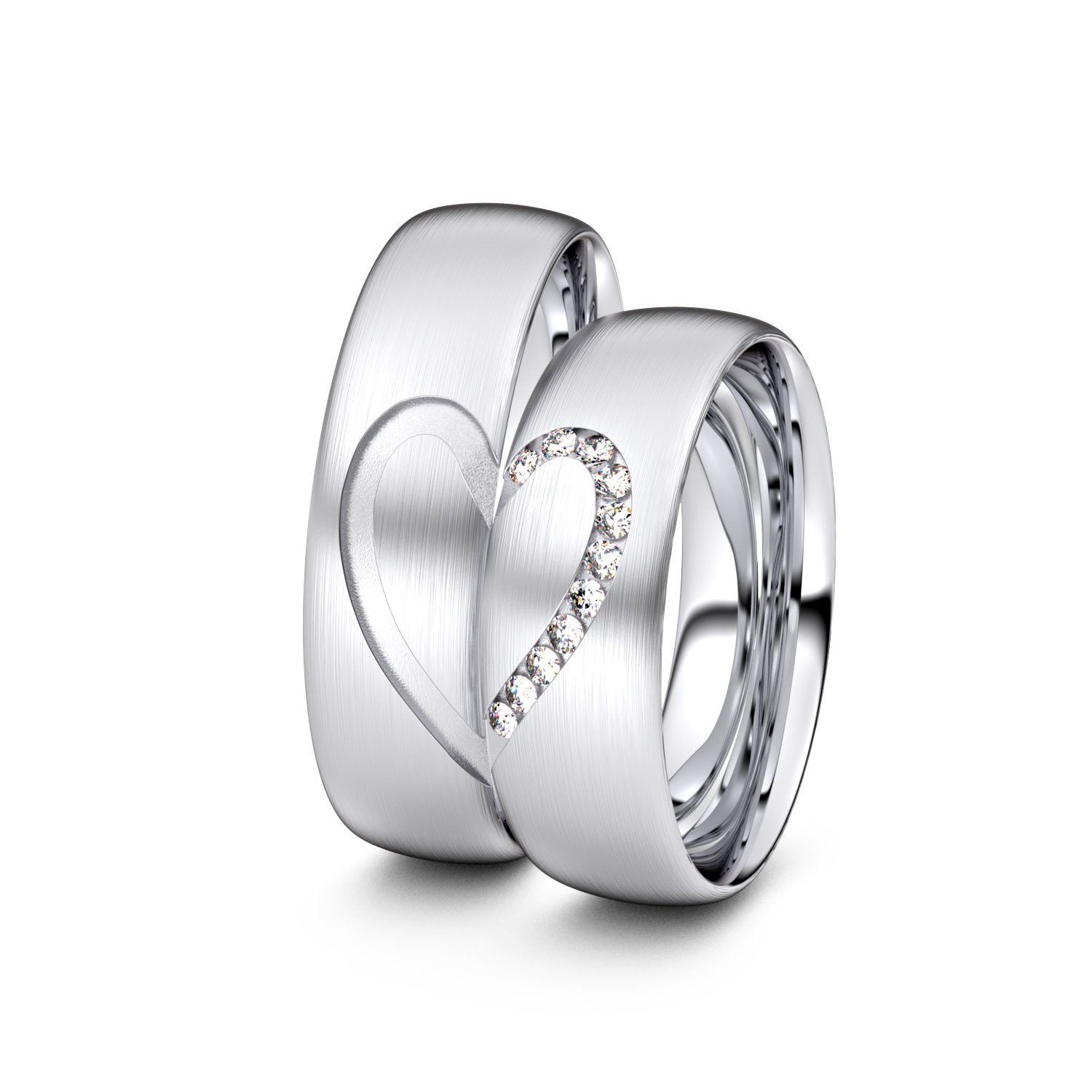 Trauringe Herzfeld kaufen Silber 925er Juwelier-Schmuck G/SI hier 0,077ct. aus - mit 